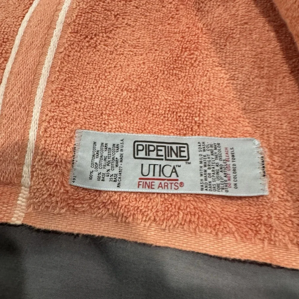 Vtg Utica Pipeline Orange Bath Towel‎ Hand Wash Cloth Set Of 3